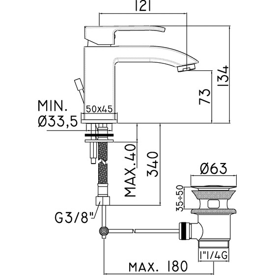 HB Kollektion AP 510 Einhandmischer für Waschtisch / mit Excentergarnitur