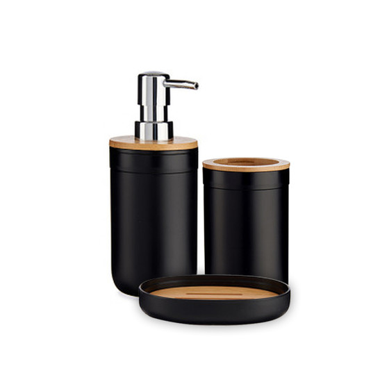 BERILO Badezimmer-Waschtisch-Set in schwarz (3-teilig)