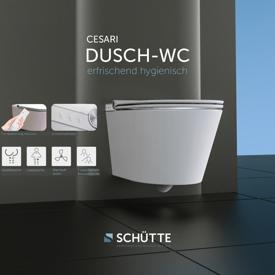 Schtte CESARI Dusch-WC, splrandlos, mit Slim WC-Sitz