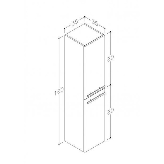 VidaMar Serena Hochschrank 2 Türen Accessoires-Ablage weiß glänzend 35 x 140 cm