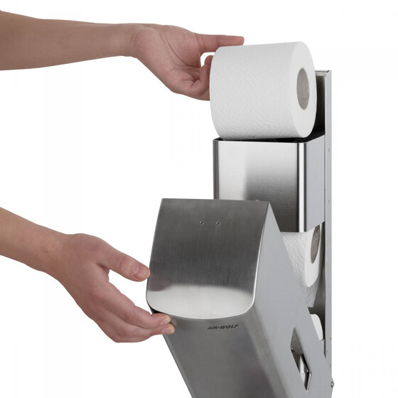 AIR-Wolf WC-Papier 60-102 Alpha Toilettenpapierspender 2 Rollen Edelstahl wei