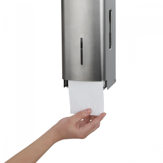 AIR-Wolf WC-Papier 60-102 Alpha Toilettenpapierspender 2 Rollen Edelstahl weiß