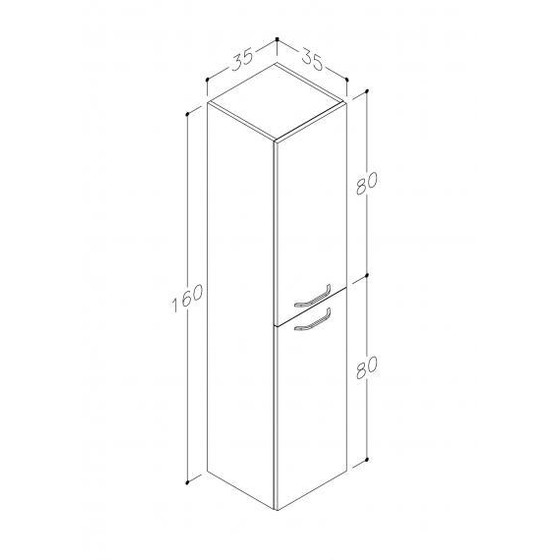 Vidamar Luna Badschrank Hochschrank mit 2 Türen, Eiche schwarz, 35 cm Badezimmerschrank