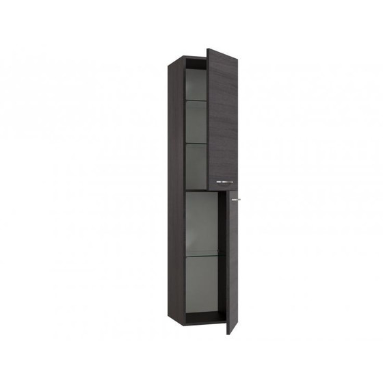 Vidamar Luna Badschrank Hochschrank mit 2 Türen, Eiche schwarz, 35 cm Badezimmerschrank
