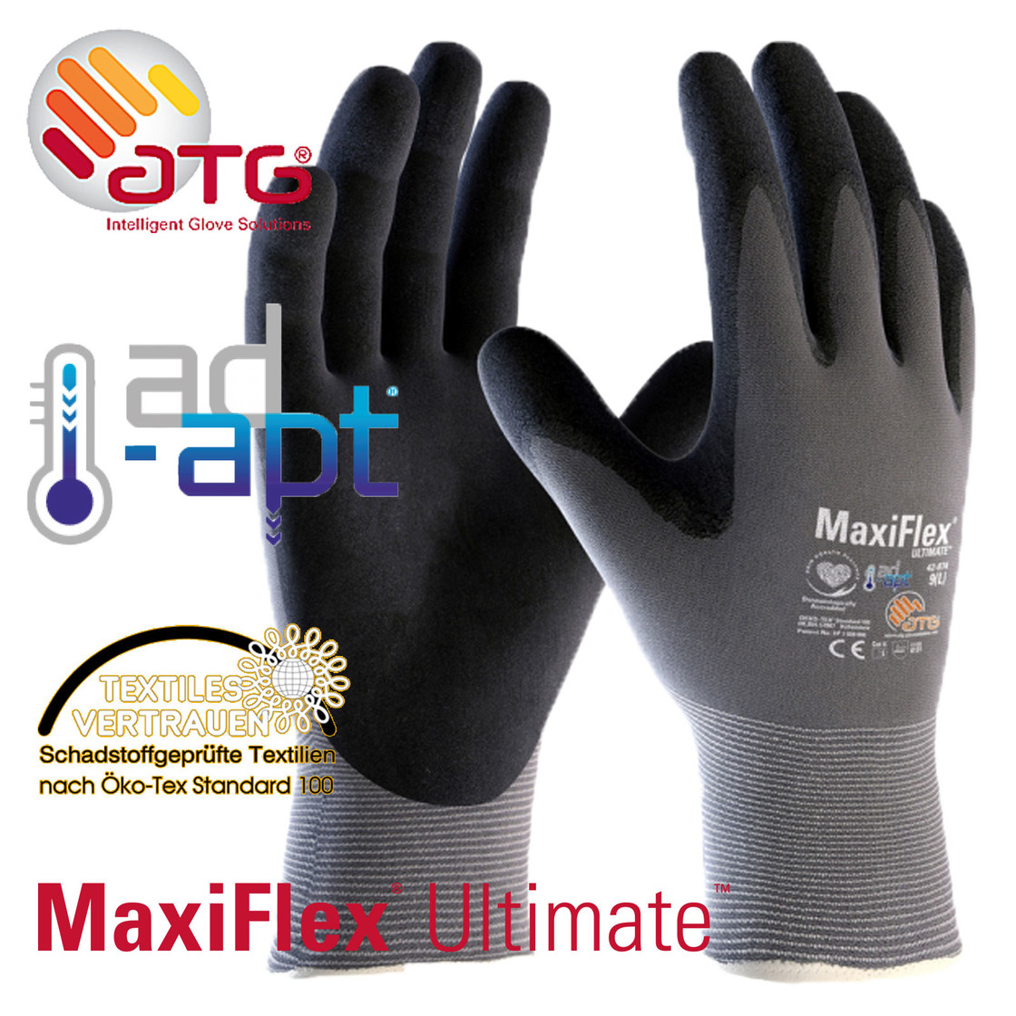 34-874 ATG Maxiflex Ultimate Montagehandschuhe Nitril Nylon Größe 6 bis 12 